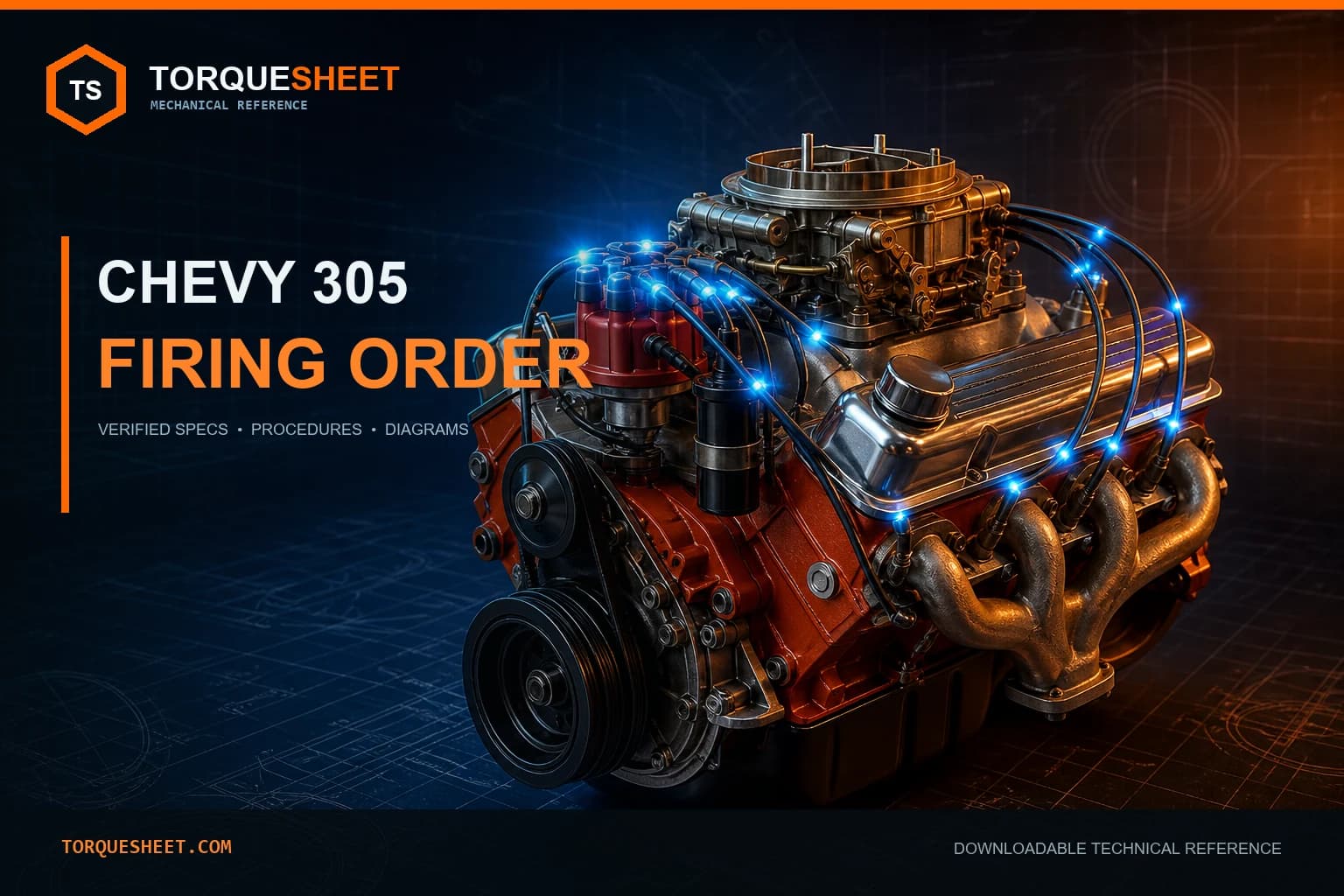 Chevy 305 Firing Order and Distributor Diagram — TorqueSheet technical feature image