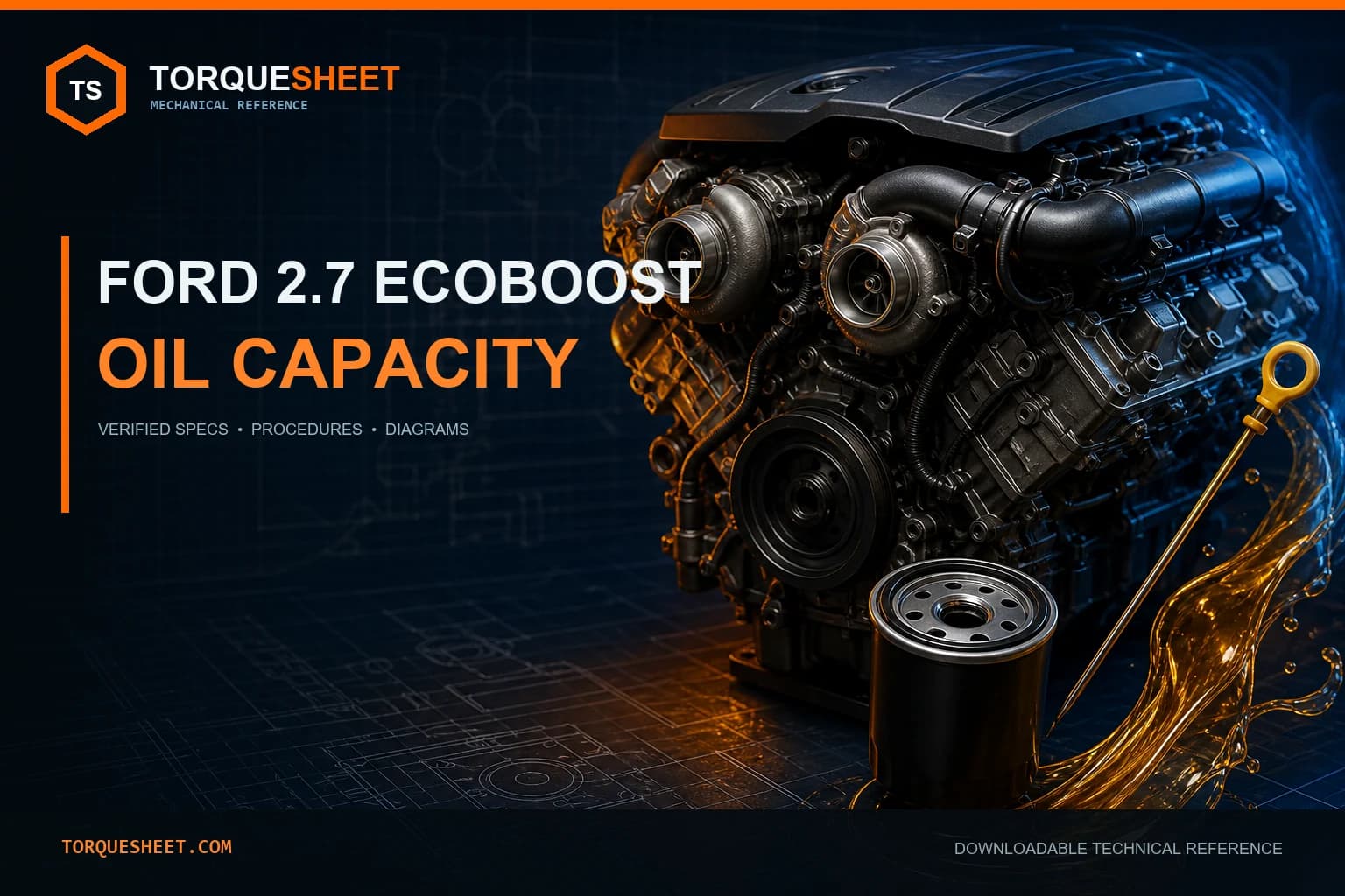 Ford 2.7 EcoBoost Oil Capacity and Refill Guide — TorqueSheet technical feature image