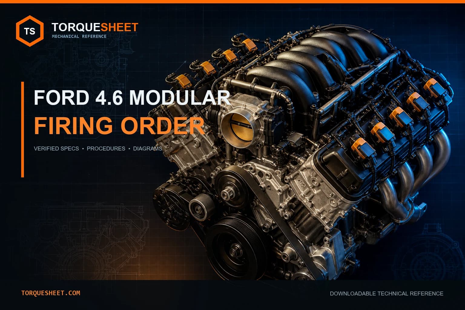 Ford 4.6 Firing Order and Cylinder Numbering Diagram — TorqueSheet technical feature image