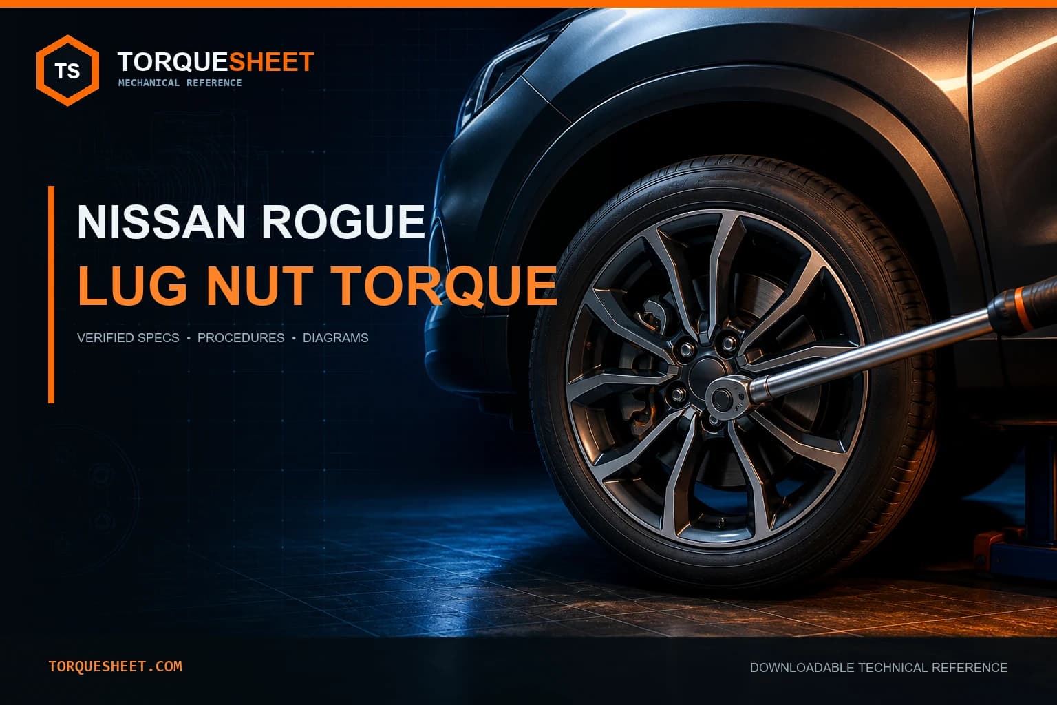 Nissan Rogue Lug Nut Torque Spec and Star Pattern — TorqueSheet technical feature image